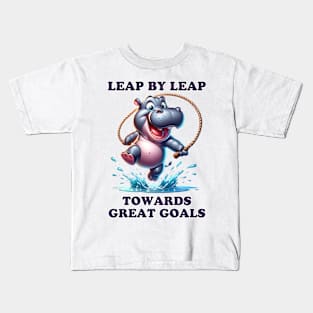 Hippo Skip: Splash Into Success Kids T-Shirt